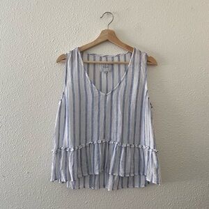 ❗️SOLD❗️Rails Mira linen blend blue striped top